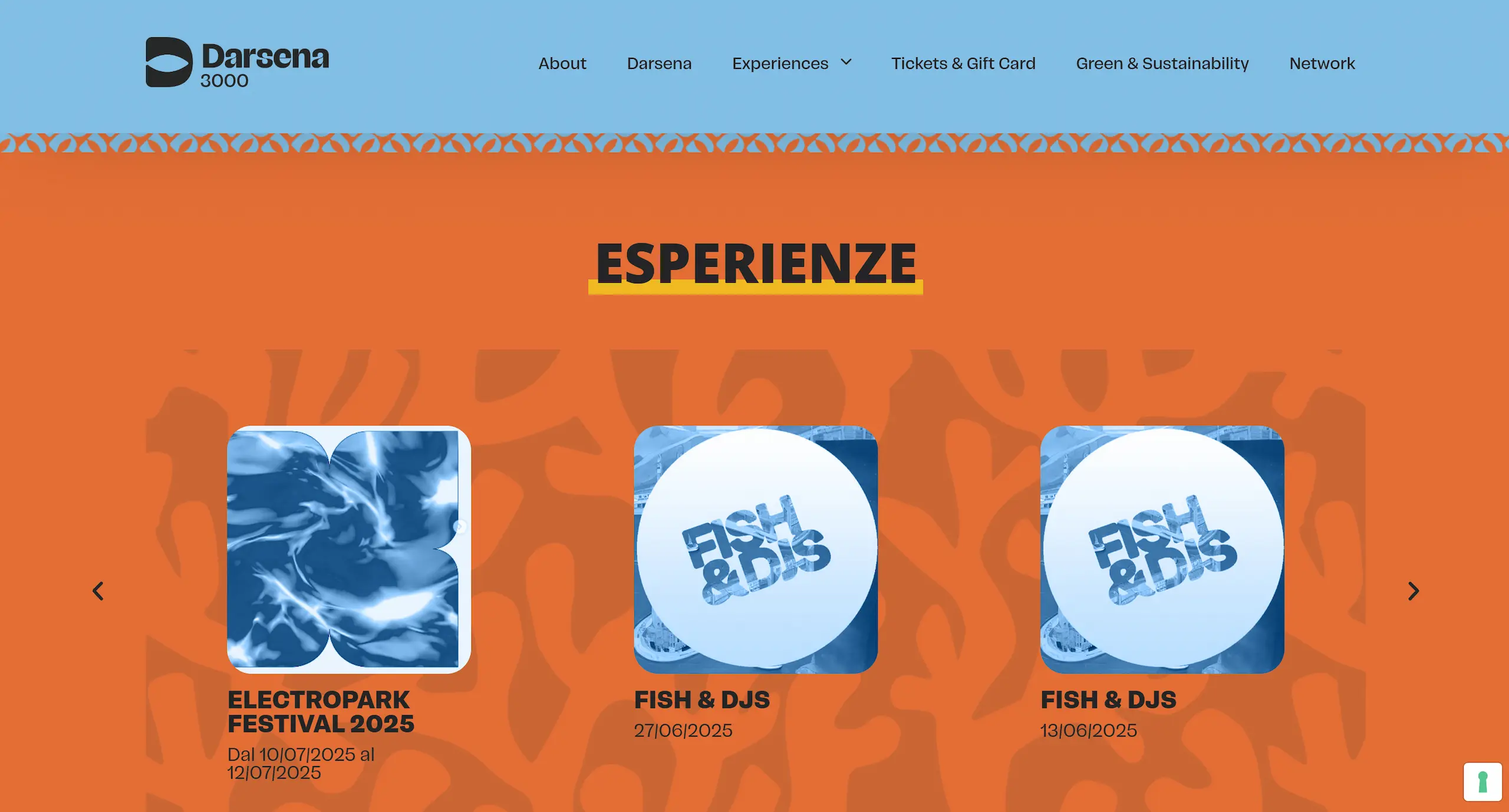 Header e hero del sito Darsena 3000, spazio eventi ed esperienze a Genova, realizzato da Edoardo Zampini