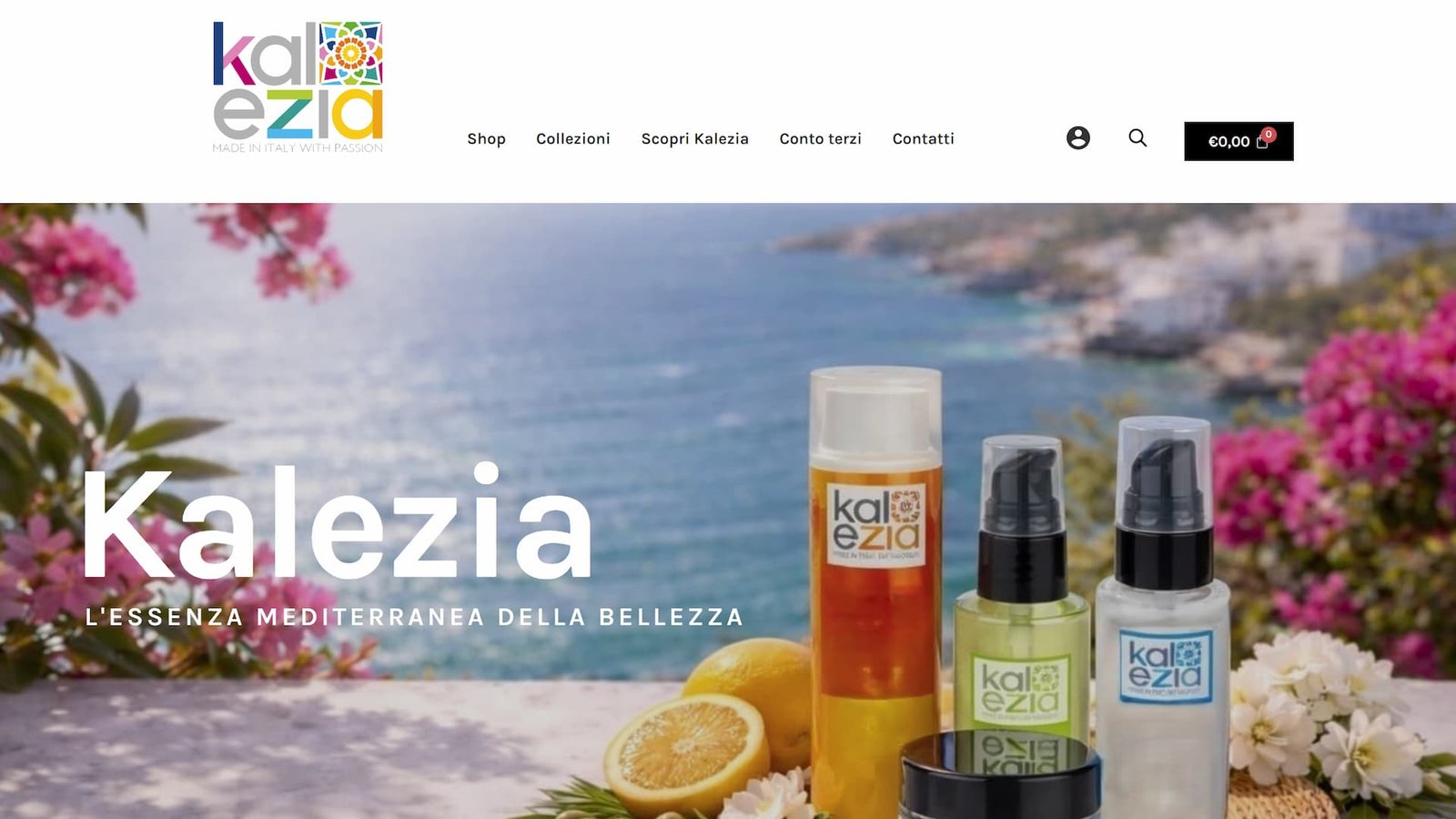 Screenshot del sito Kalezia realizzato da Edoardo Zampini