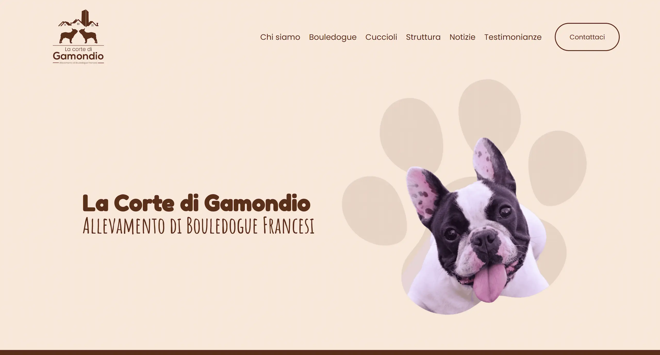 Sito La Corte di Gamondio, allevamento di Bouledogue Francesi, realizzato da Edoardo Zampini