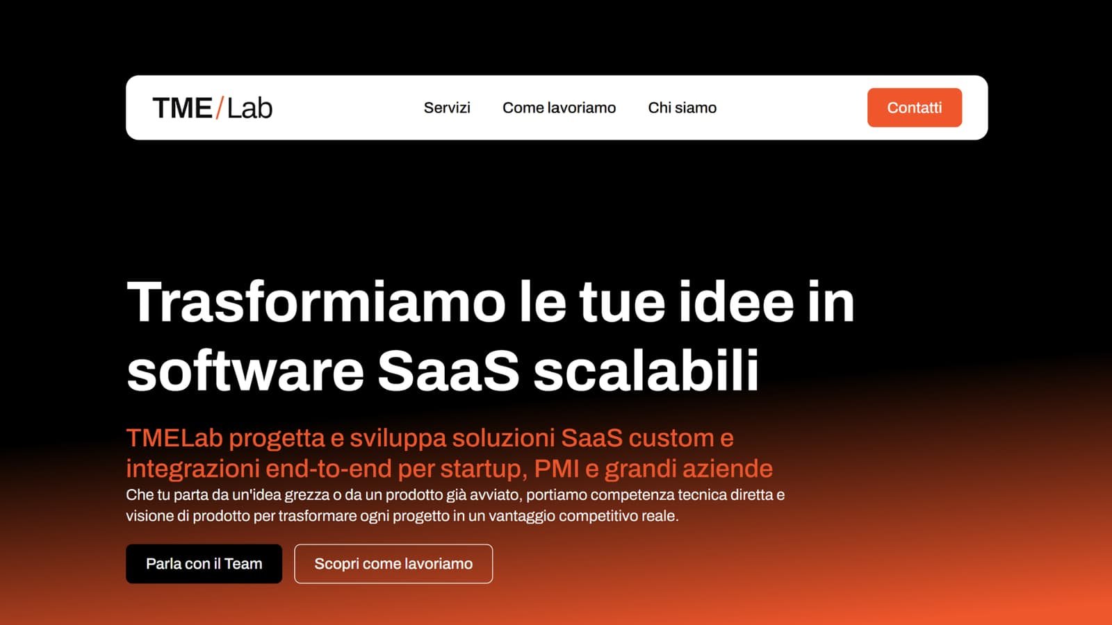 Screenshot del sito TMELab realizzato da Edoardo Zampini