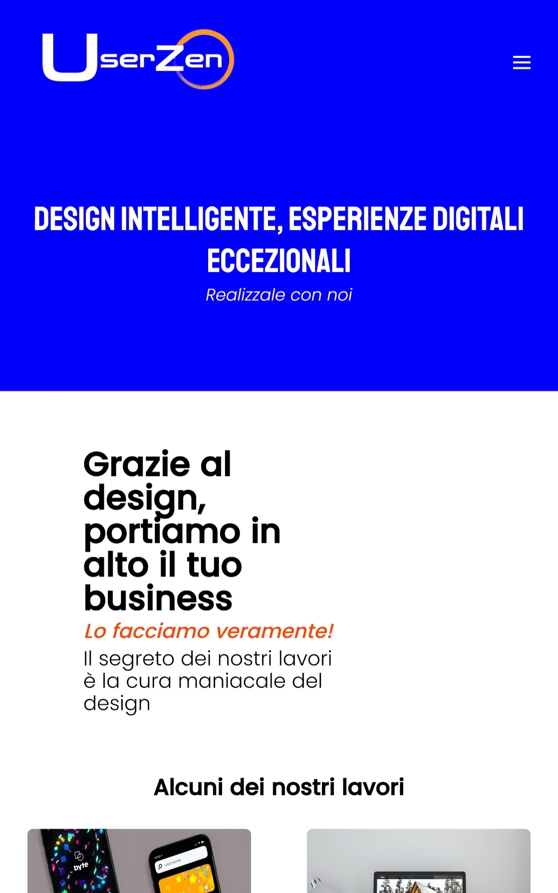 Header e hero del sito Userzen, agenzia di UX design, progetto personale di Edoardo Zampini